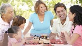  Presentation with generation - PPT theme having three generation hispanic couple enjoying background and a coral colored foreground