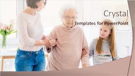  Presentation with supporting - Audience pleasing PPT layouts consisting of three-generation-of-women-supporting backdrop and a lemonade colored foreground