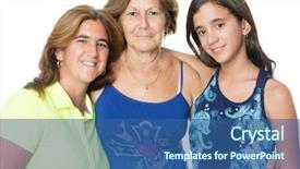  Presentation with generations - Presentation theme featuring three generations of hispanic hugging women isolated on white background and a ocean colored foreground