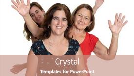  Presentation with generations - PPT theme having three generations of hispanic women - isolated on white background and a coral colored foreground