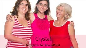  Presentation with generations - Cool new presentation theme with three generations of hispanic women isolated on a white background backdrop and a red colored foreground