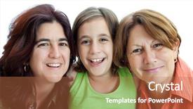  Presentation with generations - Presentation with three generations of latin women background and a coral colored foreground