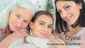  Presentation with generations - Colorful slide deck enhanced with three generations of women backdrop and a coral colored foreground