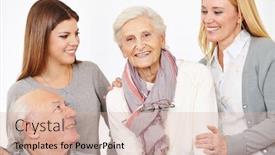  Presentation with generations - Amazing presentation design having three-generations-with-two-seniors backdrop and a soft green colored foreground