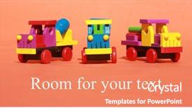  Presentation with cars wash - Colorful PPT theme enhanced with three generic wooden toy cars backdrop and a coral colored foreground
