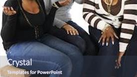  Presentation with white brick wall - Theme consisting of african american teen girls - three girl friends sitting background and a tawny brown colored foreground