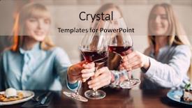  Presentation with beverages - Audience pleasing PPT theme consisting of three girlfriends holding beverages backdrop and a coral colored foreground