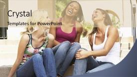  Presentation with steps - Presentation design enhanced with three girlfriends sitting on steps of building background and a lemonade colored foreground