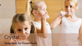  Presentation with black women and teen girls - PPT theme featuring three girls brushing their teeth background and a  colored foreground