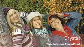  Presentation with keyword - Theme consisting of three girls having fun in a park keyword for this collection is autumn77 background and a red colored foreground