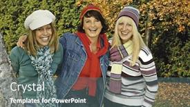  Presentation with keyword - Colorful theme enhanced with three girls having fun in a park keyword for this collection is autumn77 backdrop and a gray colored foreground