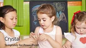  Presentation with building blocks - Amazing slide deck having three-girls-in-a-kindergarten backdrop and a lemonade colored foreground