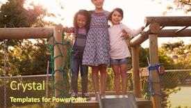  Presentation with home garden - Amazing presentation theme having three-girls-playing-outdoors backdrop and a tawny brown colored foreground