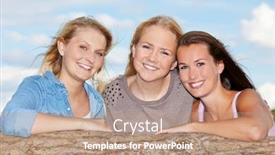  Presentation with time - Slides with three-girls-spending-time-outside background and a coral colored foreground