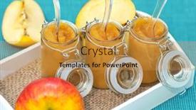  Presentation with apple - Presentation theme with three-glasses-of-apple-compote background and a gold colored foreground
