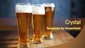  Presentation with wooden lighting - Colorful presentation enhanced with three glasses of light beer backdrop and a tawny brown colored foreground