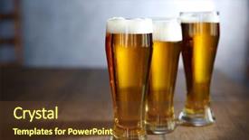  Presentation with wooden lighting - Presentation theme featuring three glasses of light beer background and a tawny brown colored foreground