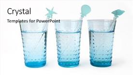  Presentation with mineral - Audience pleasing PPT theme consisting of refridgerator - three glasses of mineral water backdrop and a white colored foreground