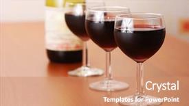  Presentation with bottle red wine - PPT layouts featuring three glasses of red wine bottle background and a coral colored foreground