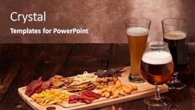  Presentation with potato chips - Audience pleasing theme consisting of three-glasses-with-different-beer backdrop and a tawny brown colored foreground