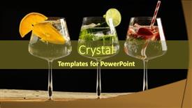  Presentation with fruit cocktail - PPT layouts with three-glasses-with-water background and a tawny brown colored foreground