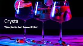  Presentation with fruit cocktail - PPT theme enhanced with three-glasses-with-water background and a navy blue colored foreground