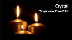  Presentation with religious candles - Presentation featuring three golden candles burning background and a black colored foreground