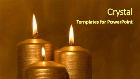  Presentation with religious candles - Cool new presentation design with three golden candles burning backdrop and a dark gray colored foreground