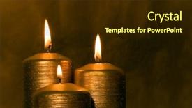  Presentation with religious candles - Beautiful presentation theme featuring three golden candles burning backdrop and a wine colored foreground