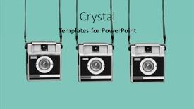  Presentation with cameras - Presentation theme consisting of three-gray-and-black-retro background and a seafoam green colored foreground