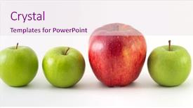  Presentation with green apples - Beautiful presentation design featuring three green apples and one backdrop and a sky blue colored foreground