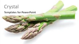 Presentation with asparagus - Slide set having three-green-asparagus-spears-isolated background and a white colored foreground