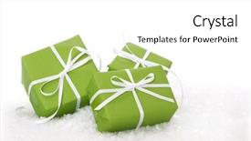  Presentation with christmas gift wrap - Presentation theme having three green christmas gift boxes background and a white colored foreground