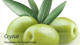  Presentation with olive green - Slide set consisting of three green olives file contains background and a yellow colored foreground