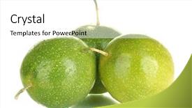  Presentation with passion fruit - Slide deck enhanced with three green passion fruit isolated background and a white colored foreground