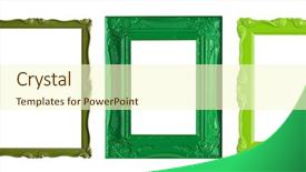  Presentation with picture frame - Audience pleasing slides consisting of three green picture frames backdrop and a cream colored foreground
