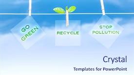  Presentation with road stop sign - Slide set enhanced with three green road sign hanging background and a sky blue colored foreground