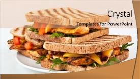  Presentation with grilled chicken - Slide deck consisting of three grilled chicken sandwiches on a plate background and a coral colored foreground