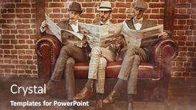  Presentation with office newspaper - Presentation design consisting of three-handsome-men-in-elegant background and a tawny brown colored foreground