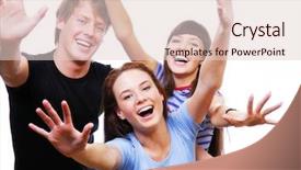  Presentation with heads - Colorful slides enhanced with three happiness teenagers with raised backdrop and a lemonade colored foreground