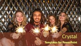  Presentation with girls night - Theme enhanced with three-happy-girls-and-guy background and a tawny brown colored foreground