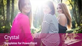  Presentation with park - Beautiful theme featuring three happy girls in park together backdrop and a violet colored foreground