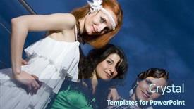  Presentation with retro - PPT theme consisting of three-happy-retro-girlfriends background and a ocean colored foreground