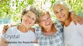  Presentation with best - Presentation theme consisting of three-happy-senior-women background and a lemonade colored foreground
