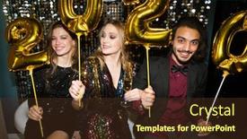  Presentation with golden numbers - PPT layouts with three-happy-young-friends-holding background and a tawny brown colored foreground