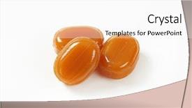  Presentation with peppermint candy cane on white - Beautiful slides featuring three hard caramel candies backdrop and a  colored foreground