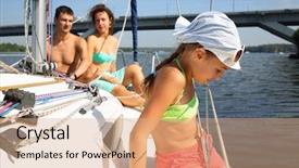  Presentation with sail - Theme with three horizon - father mother and daughter sail background and a  colored foreground