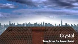  Presentation with roof - Amazing presentation theme having three horizon - roof with chimney and evening backdrop and a tawny brown colored foreground