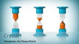  Presentation with time running out - Beautiful presentation design featuring three-hourglasses-with-the-sands backdrop and a light blue colored foreground