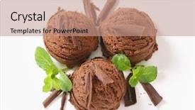  Presentation with chocolate ice cream - Beautiful PPT layouts featuring three ice cream scoops backdrop and a coral colored foreground